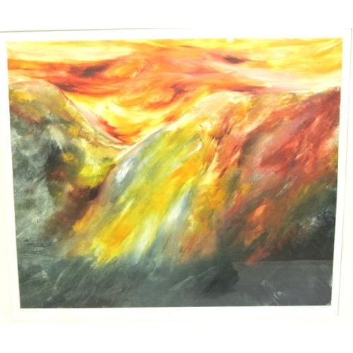 37 - Nickie Hayden 'Mountain range' monotype 45x38cm signed