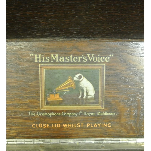 58 - His Master's Voice gramophone with winder