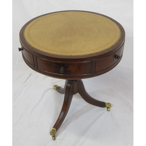 66 - Victorian design round occasional or coffee table with frieze drawers, vase column, on hipped tripod