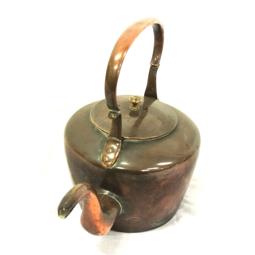 68 - Victorian style large copper kettle with shaped handle & spout