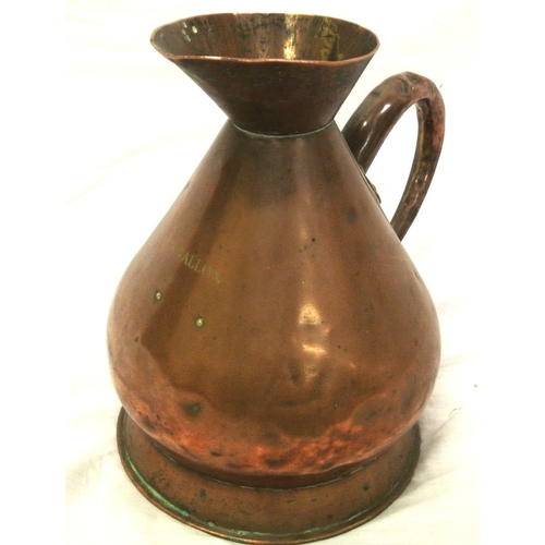 69 - Georgian style copper gallon measure with shaped handle