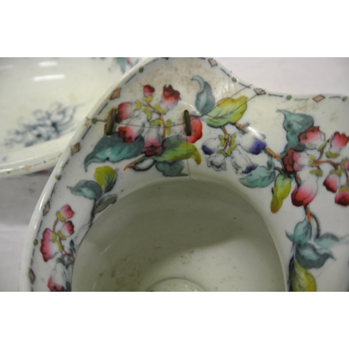 87 - Victorian porcelain water jug & bowl with ornate foliate decoration