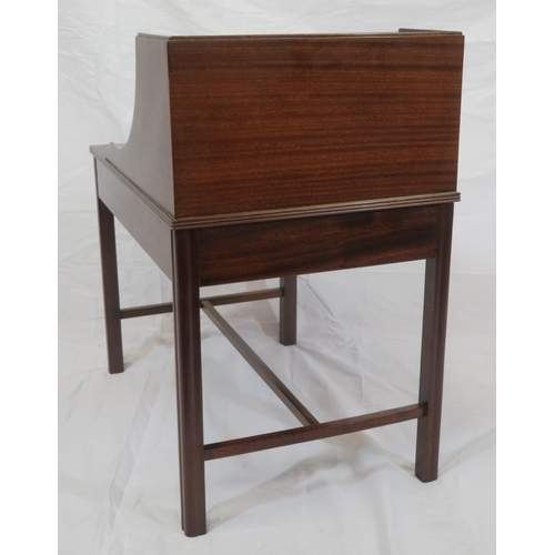 89 - Edwardian design bedside table with open top, frieze drawer with drop handle, chamfered legs with st... 