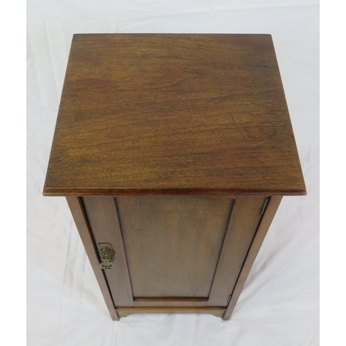 91 - Edwardian mahogany locker with panelled door & shelved interior