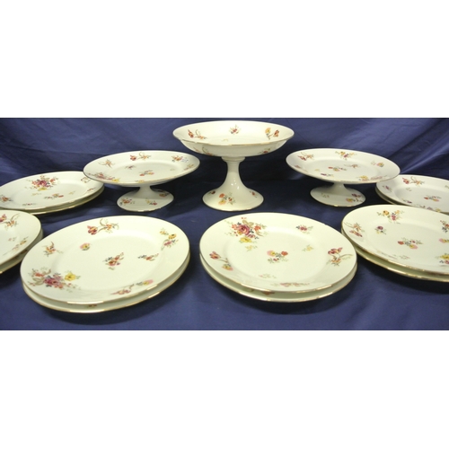 97 - 15 piece Limoges breakfast service with gilt rims & foliate decoration