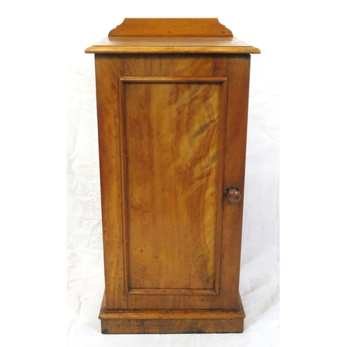 99 - Edwardian walnut locker with panelled door & shelved interior