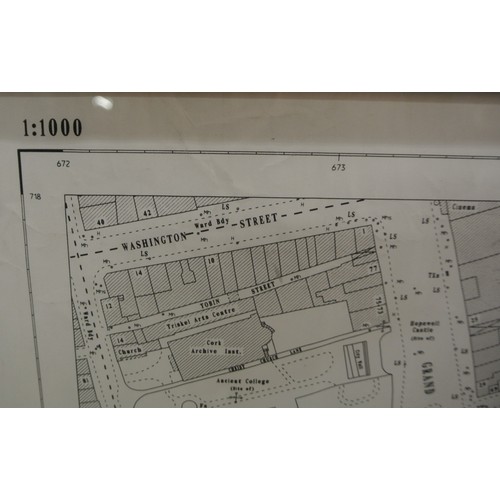 27 - Large Map of Cork City Centre 75x90cm framed