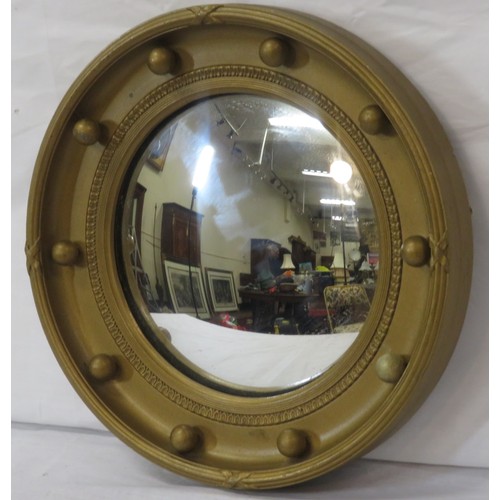 241 - Regency design round convex mirror with reeded & ball decoration 30 x30 cm