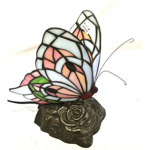 252 - Art Deco style butterfly shaped electric lamp with multi-coloured shade & shaped base