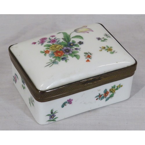 262 - French style porcelain ring box with foliate & scenic decoration & ormolu mounts