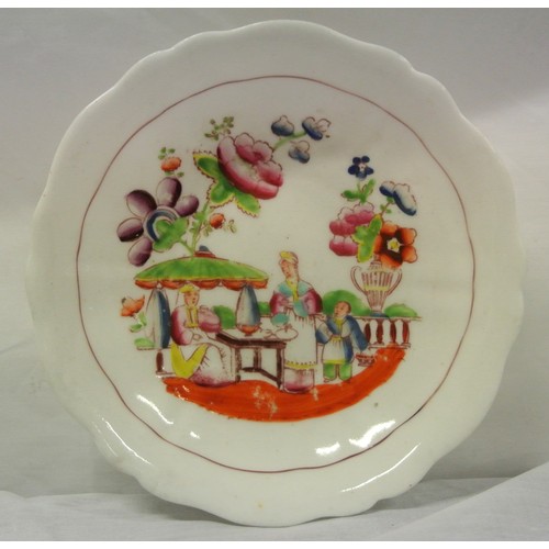 263 - Staffordshire saucer by Hilditch & Son, 1822-1830 decorated with figures and foliage