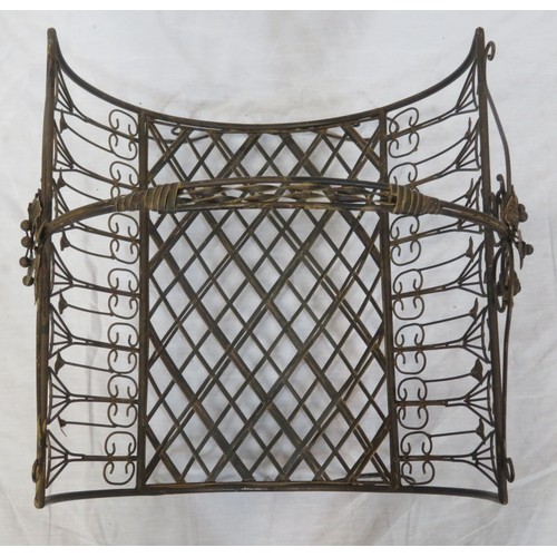 268 - Victorian style wrought iron log basket with shaped handle