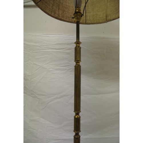 269 - Brass electric standard lamp with reeded column on tripod