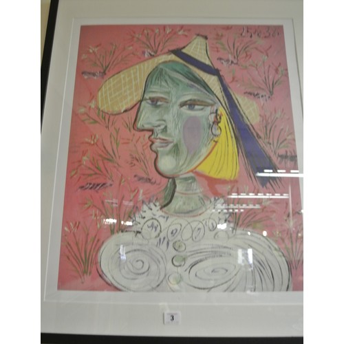 3 - Pablo Picasso 'Marie-Thérèse mit Strohhut' print 65x55cm