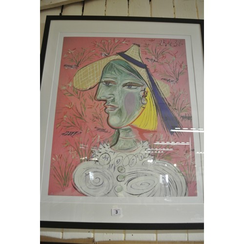 3 - Pablo Picasso 'Marie-Thérèse mit Strohhut' print 65x55cm