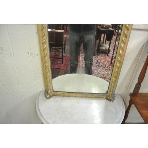 100 - Regency style tall console mirror with rope edge border, marble topped demi-lune console table, doub... 