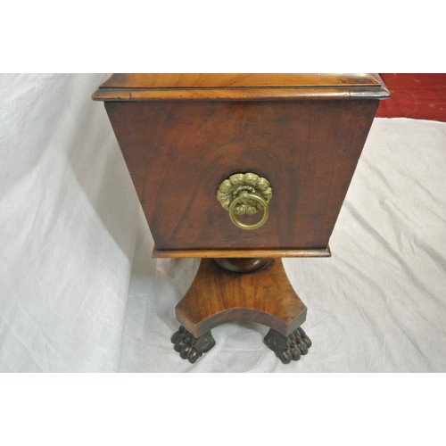 260 - William IV walnut cellarette or wine cooler with sarcophagus shaped lift-up lid, brass drop handles,... 