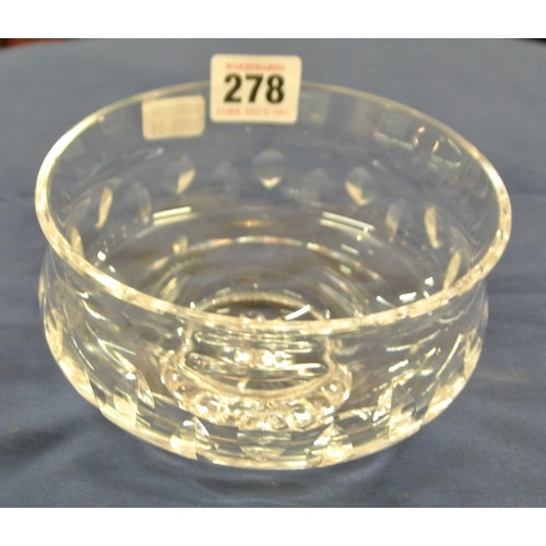 278 - Waterford Crystal round bowl with faceted decoration & stepped base