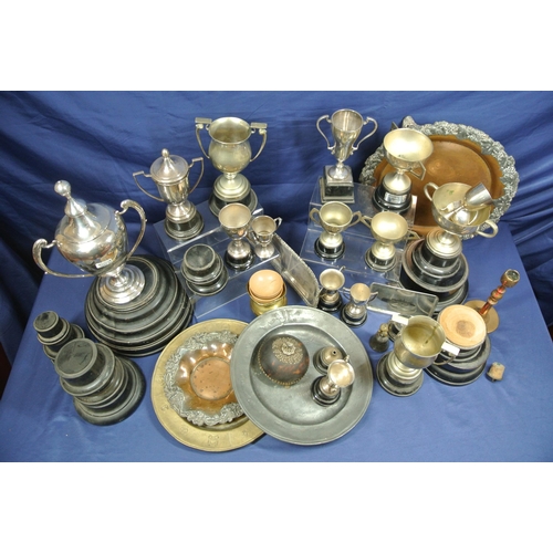 1 - Assorted lot of trophy cups, etc, in box