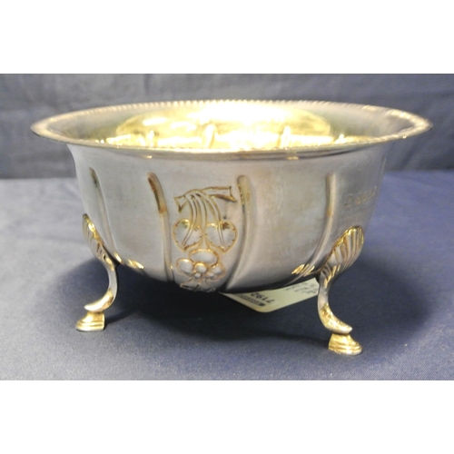 100 - Irish silver sugar bowl with reeded rim, embossed with frit and wavy reeding, shell knuckles and ste... 