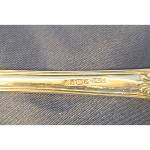 113 - Irish silver serving spoon with Kings Pattern crested handle, by James Le Bas, Dublin 1835, 100g, 23... 