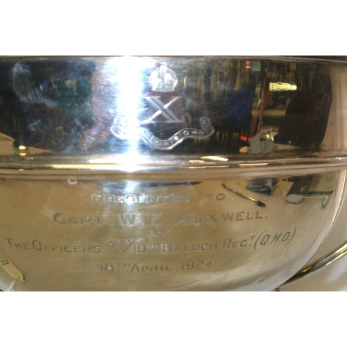 40 - Large London silver trophy cup with shaped handles, on round  spreading base, dated 1923, 684g, 20cm... 