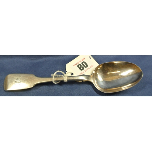 80 - Scottish silver tablespoon with crested fiddle pattern handle, 37g, 18cm