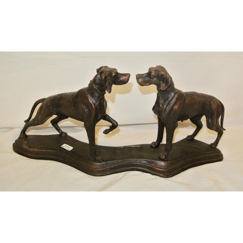 205 - Victorian style bronzed group 'Hounds' on shaped base, 47cm width