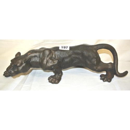 206 - Georgian style bronzed sculpture of a Jaguar 41cm long