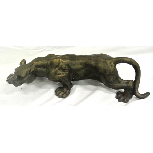 206 - Georgian style bronzed sculpture of a Jaguar 41cm long