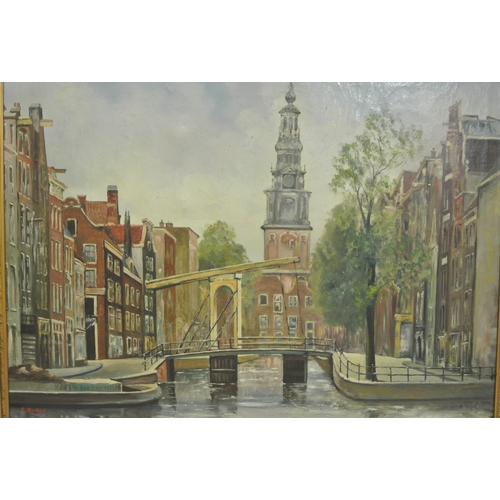 212 - A Burla 'Venetian scene with cathedral' oil on canvas 60x80cm signed