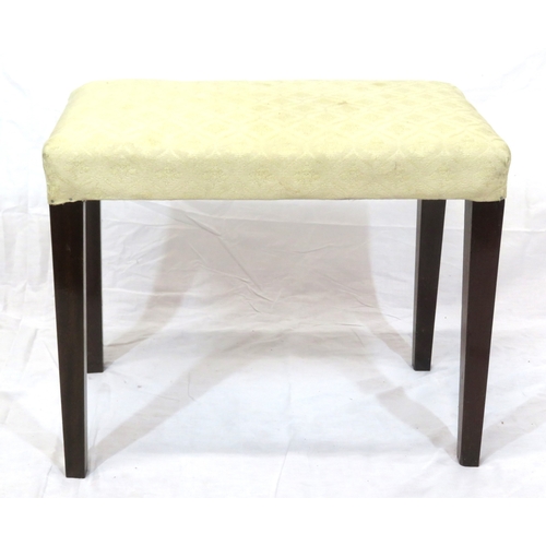 359 - Edwardian mahogany stool with upholstered top & tapering legs