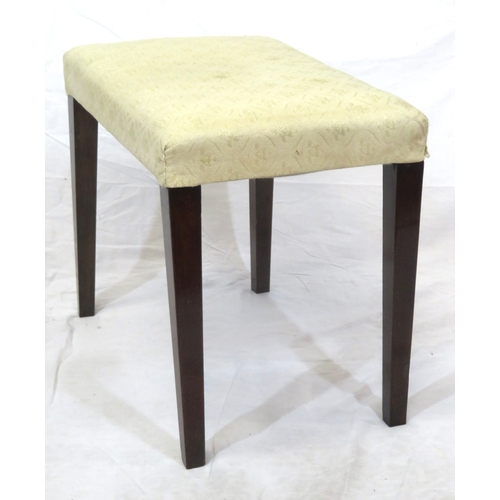 359 - Edwardian mahogany stool with upholstered top & tapering legs