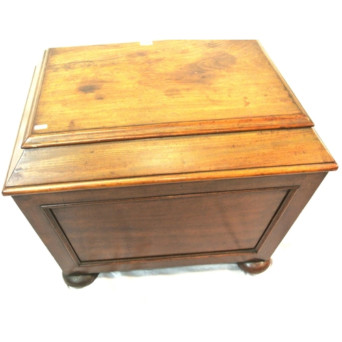 420 - Georgian mahogany cellarette or wine cooler with sarcophagus shaped top, sectioned interior, on ball... 