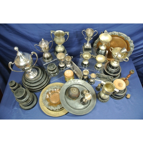 1 - Assorted lot of trophy cups, etc, in box