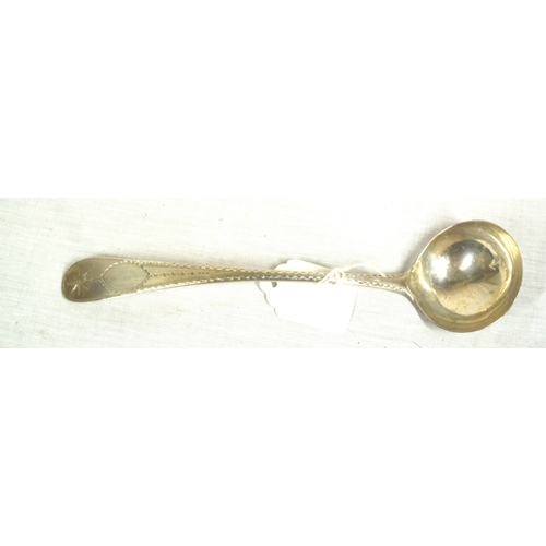 124 - Irish Provincial silver small ladle with bright cut handle and round bowl, by Carden Terry, Cork c.1... 