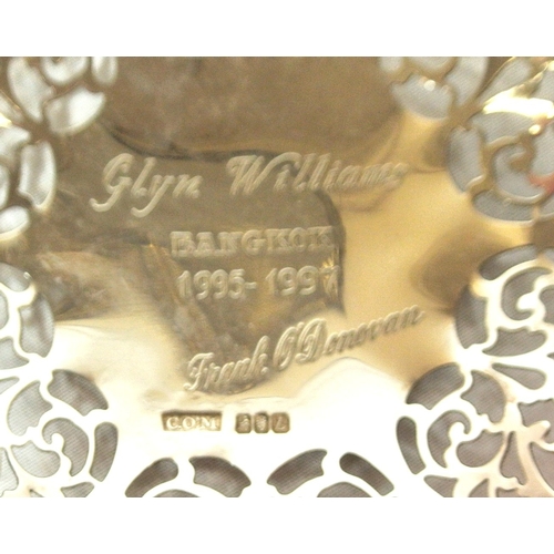 147 - Irish Provincial silver bon bon dish with pierced decoration, inscribed, by Cyril O'Mahony, Cork 199... 