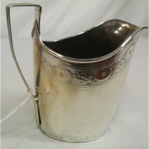 148 - Irish Provincial silver cream jug with shaped handle and foliate etching, by Samuel Green, Cork c. 1... 