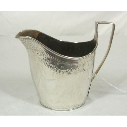 148 - Irish Provincial silver cream jug with shaped handle and foliate etching, by Samuel Green, Cork c. 1... 