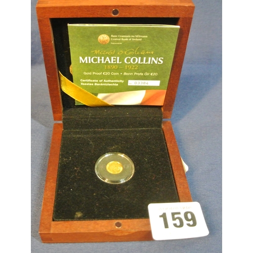 159 - Michael Collins gold proof commemorative €20 coin in box