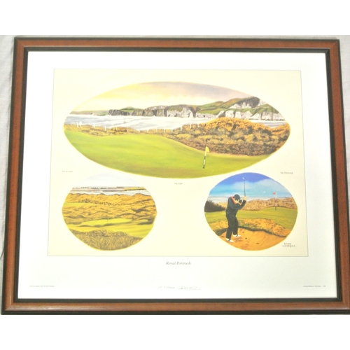 180 - John Woodfull 'Lahinch' & 'Portrush' 2 Golfing prints, 37x50cm each