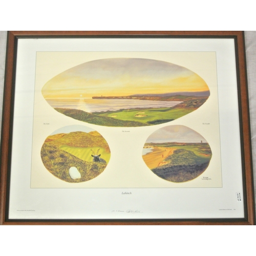 180 - John Woodfull 'Lahinch' & 'Portrush' 2 Golfing prints, 37x50cm each