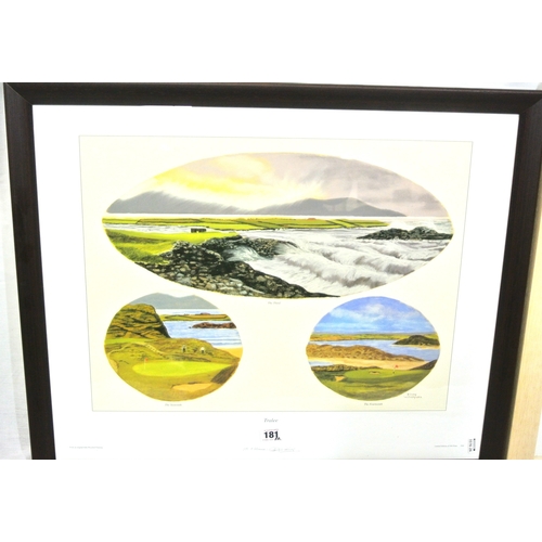 181 - John Woodfull 'Tralee' & 'Ballybunion' 2 Golfing prints, 37x49cm each