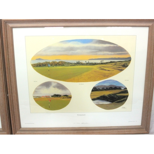 182 - John Woodfull 'Portmarnock' & 'Royal County Down' 2 Golfing prints, 37x49cm each