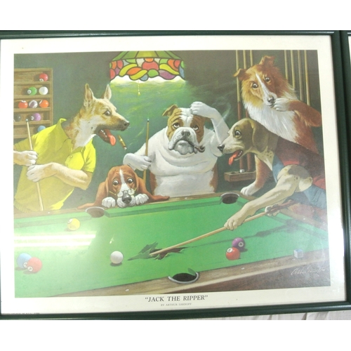 183 - Arthur Sarnoff 'Dogs playing pool' set of 4 prints, 35x45cm each