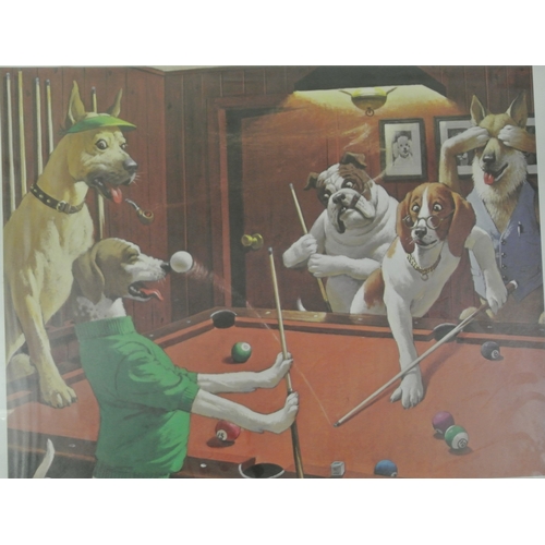 183 - Arthur Sarnoff 'Dogs playing pool' set of 4 prints, 35x45cm each