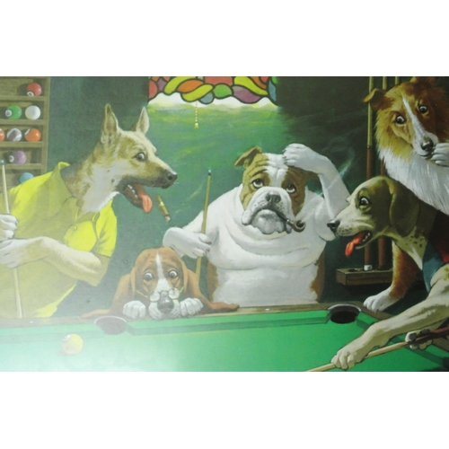 183 - Arthur Sarnoff 'Dogs playing pool' set of 4 prints, 35x45cm each