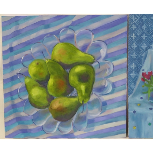 192 - English school 'Still life studies' a pair of oils on canvas, 61x61cm each