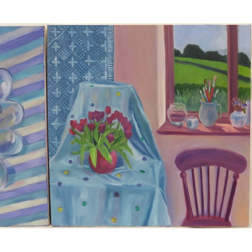 192 - English school 'Still life studies' a pair of oils on canvas, 61x61cm each