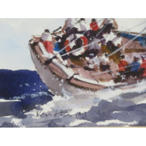 194 - Ken Hayes 'Sailing' watercolour,26x33cm, signed